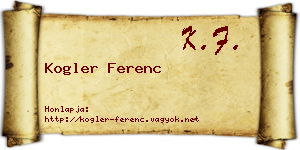 Kogler Ferenc névjegykártya